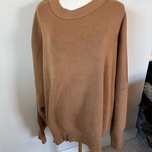 Free People Camel Ribbed Sweater